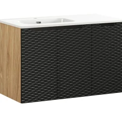 Garnero Arredamenti Mobile bagno sospeso 90cm con lavabo da incasso nero rovere Swim Nero - Rovere