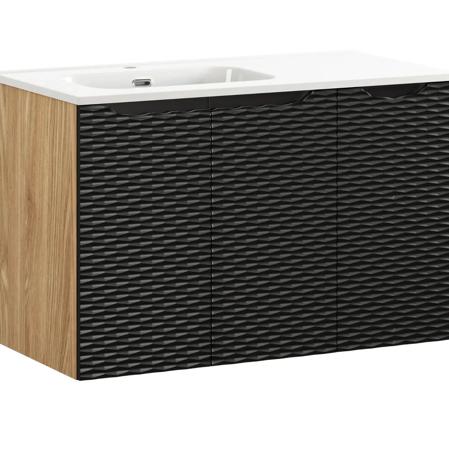 Garnero Arredamenti Mobile bagno sospeso 90cm con lavabo da incasso nero rovere Swim Nero - Rovere