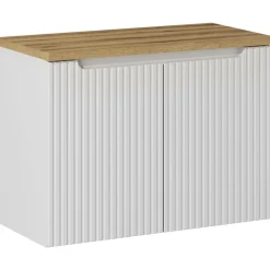 Garnero Arredamenti Mobile bagno sospeso 80cm cannettato 2 ante bianco rovere Cleany Bianco Opaco Best