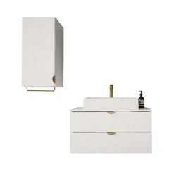 Garnero Arredamenti Mobile bagno sospeso 80cm con pensile bianco Hakone 3 Bianco Lucido Online