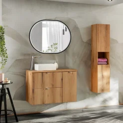 Garnero Arredamenti Mobile bagno sospeso 60cm con colonna rovere Rovery Online
