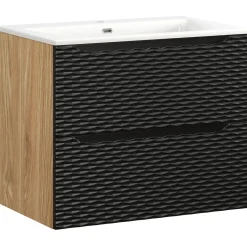 Garnero Arredamenti Mobile bagno sospeso 70cm con lavabo da incasso nero rovere Swim Nero - Rovere Outlet