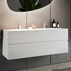 Garnero Arredamenti Mobile bagno sospeso 120cm con doppio lavabo bianco lucido Moon Online