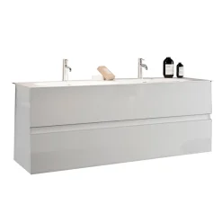 Garnero Arredamenti Mobile bagno sospeso 120cm con doppio lavabo bianco lucido Moon Online