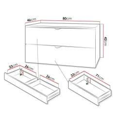 Garnero Arredamenti Mobile bagno sospeso 80cm con lavabo 2 cassetti bianco Hakone 4 Bianco Lucido Discount