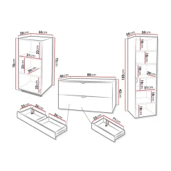 Garnero Arredamenti Mobile bagno sospeso 80cm con colonna e pensile bianco Hakone Bianco Lucido Outlet
