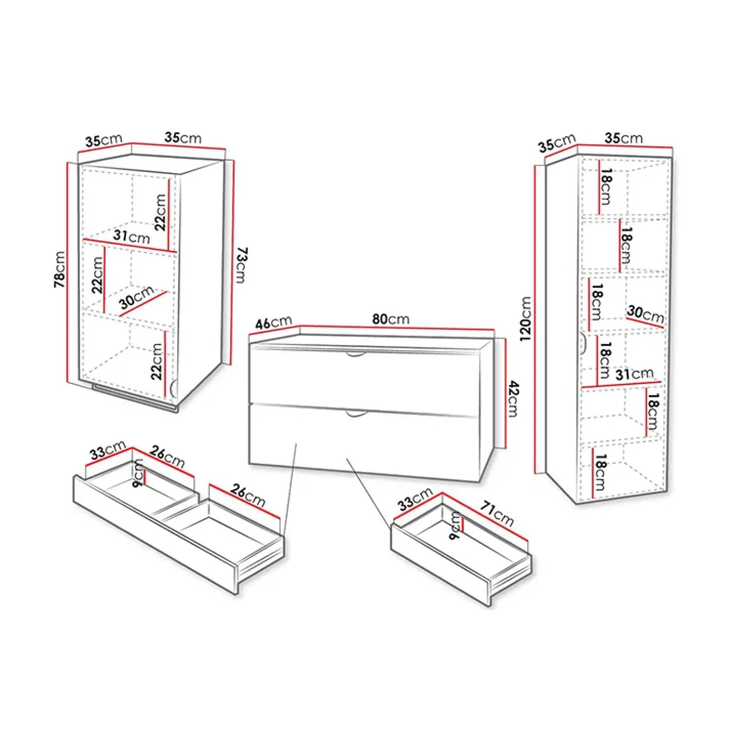 Garnero Arredamenti Mobile bagno sospeso 80cm con colonna e pensile bianco Hakone Bianco Lucido Outlet