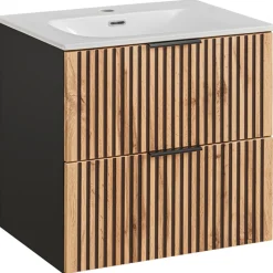 Garnero Arredamenti Mobile bagno sospeso 60cm cm con lavabo quercia antracite Limpid New