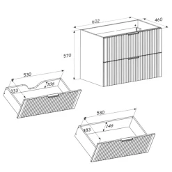 Garnero Arredamenti Mobile bagno sospeso 60cm cm con lavabo quercia antracite Limpid New