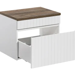 Garnero Arredamenti Mobile bagno sospeso 60cm cannettato con lavabo, colonna e specchio Autentic Bianco New