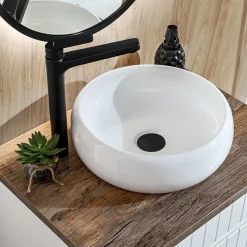 Garnero Arredamenti Mobile bagno sospeso 60cm cannettato con lavabo, colonna e specchio Autentic Bianco New