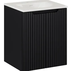 Garnero Arredamenti Mobile bagno sospeso 50cm cannettato con lavabo 2 ante Cleany Nero Clearance