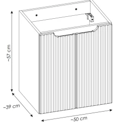 Garnero Arredamenti Mobile bagno sospeso 50cm cannettato con lavabo 2 ante Cleany Nero Clearance