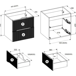 Garnero Arredamenti Mobile bagno sospeso 60cm cannettato 2 cassetti rovere Pretty New