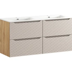 Garnero Arredamenti Mobile bagno sospeso 120cm con doppio lavabo da incasso beige rovere Swim Online