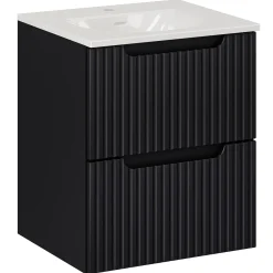 Garnero Arredamenti Mobile bagno sospeso 50cm cannettato con lavabo 2 cassetti Cleany Nero Sale