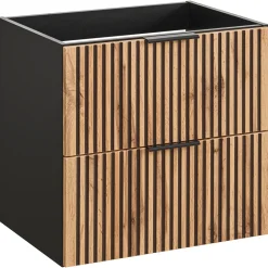 Garnero Arredamenti Mobile bagno sospeso 80cm cm 2 cassetti 2 vani quercia antracite Limpid Hot