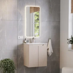 Garnero Arredamenti Mobile bagno sospeso 50cm cannettato con lavabo 2 ante Cleany Beige Online