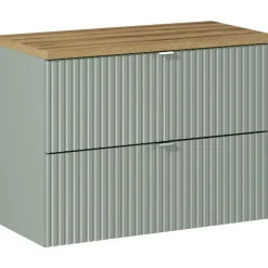 Garnero Arredamenti Mobile bagno sospeso 80cm cannettato 2 cassetti verde salvia rovere Greeny Outlet