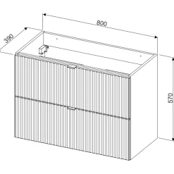 Garnero Arredamenti Mobile bagno sospeso 80cm cannettato 2 cassetti verde salvia rovere Greeny Outlet
