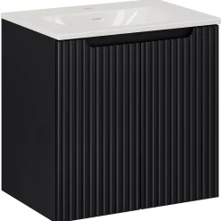 Garnero Arredamenti Mobile bagno sospeso 60cm cannettato con lavabo 2 ante Cleany Nero Sale