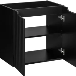 Garnero Arredamenti Mobile bagno sospeso 60cm cannettato con lavabo 2 ante Cleany Nero Sale