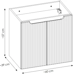 Garnero Arredamenti Mobile bagno sospeso 60cm cannettato con lavabo 2 ante Cleany Nero Sale