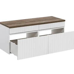 Garnero Arredamenti Mobile bagno sospeso 120cm cannettato 2 cassettoni bianco quercia Autentic Sale
