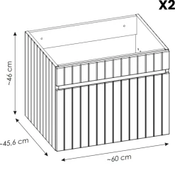 Garnero Arredamenti Mobile bagno sospeso 120cm cannettato 2 cassettoni bianco quercia Autentic Sale