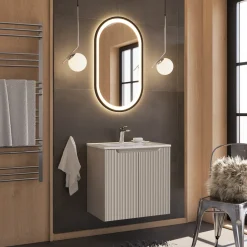 Garnero Arredamenti Mobile bagno sospeso 60cm cannettato con lavabo 2 ante Cleany Beige Sale