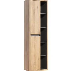 Garnero Arredamenti Mobile bagno sospeso 100cm con lavabo, mobile specchio e colonna rovere antracite Veny Outlet