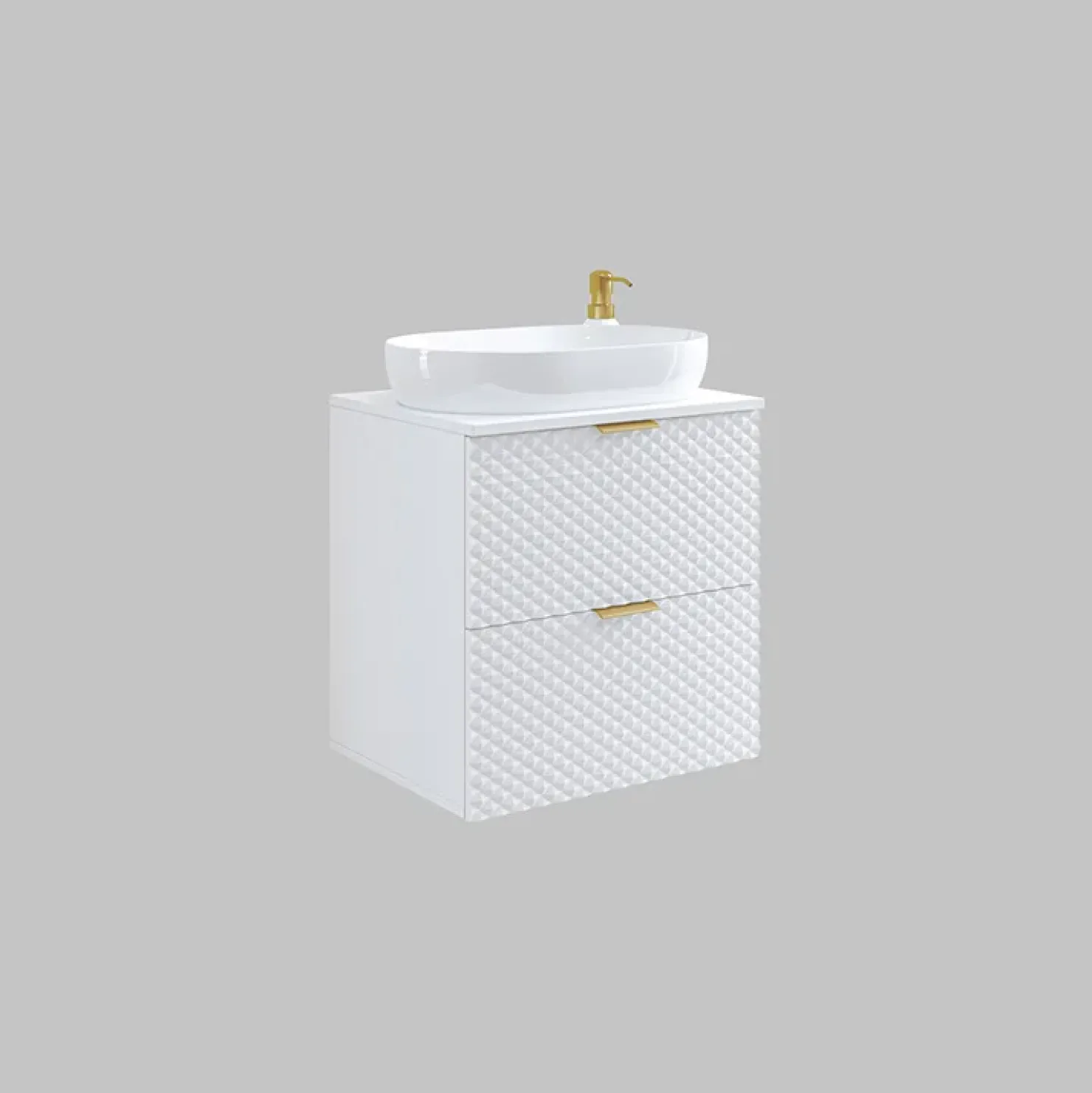Garnero Arredamenti Mobile bagno sospeso 61cm con colonna bianco frontali decorati Konny Bianco Lucido - Bianco opaco Hot