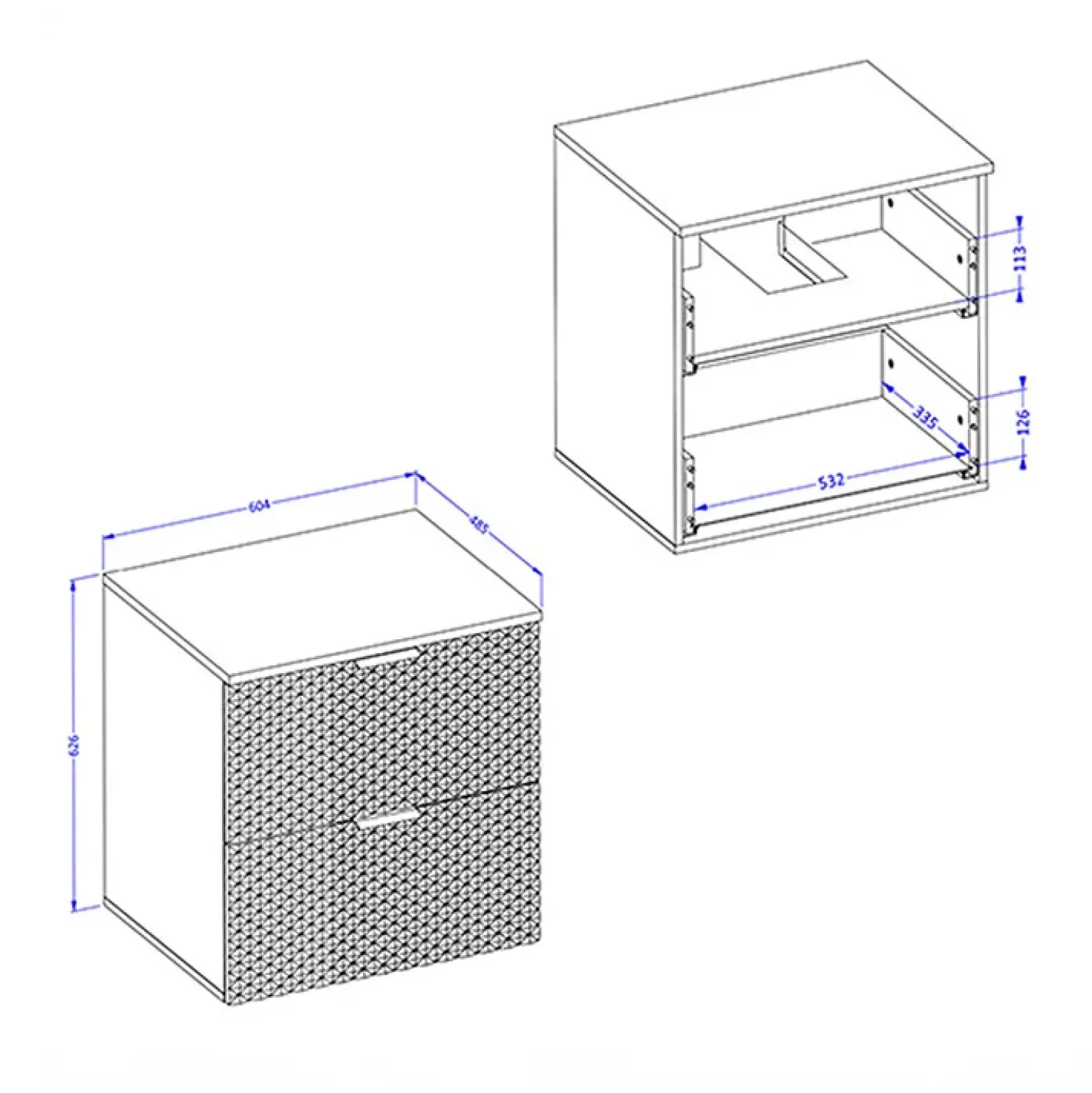 Garnero Arredamenti Mobile bagno sospeso 61cm con colonna bianco frontali decorati Konny Bianco Lucido - Bianco opaco Hot