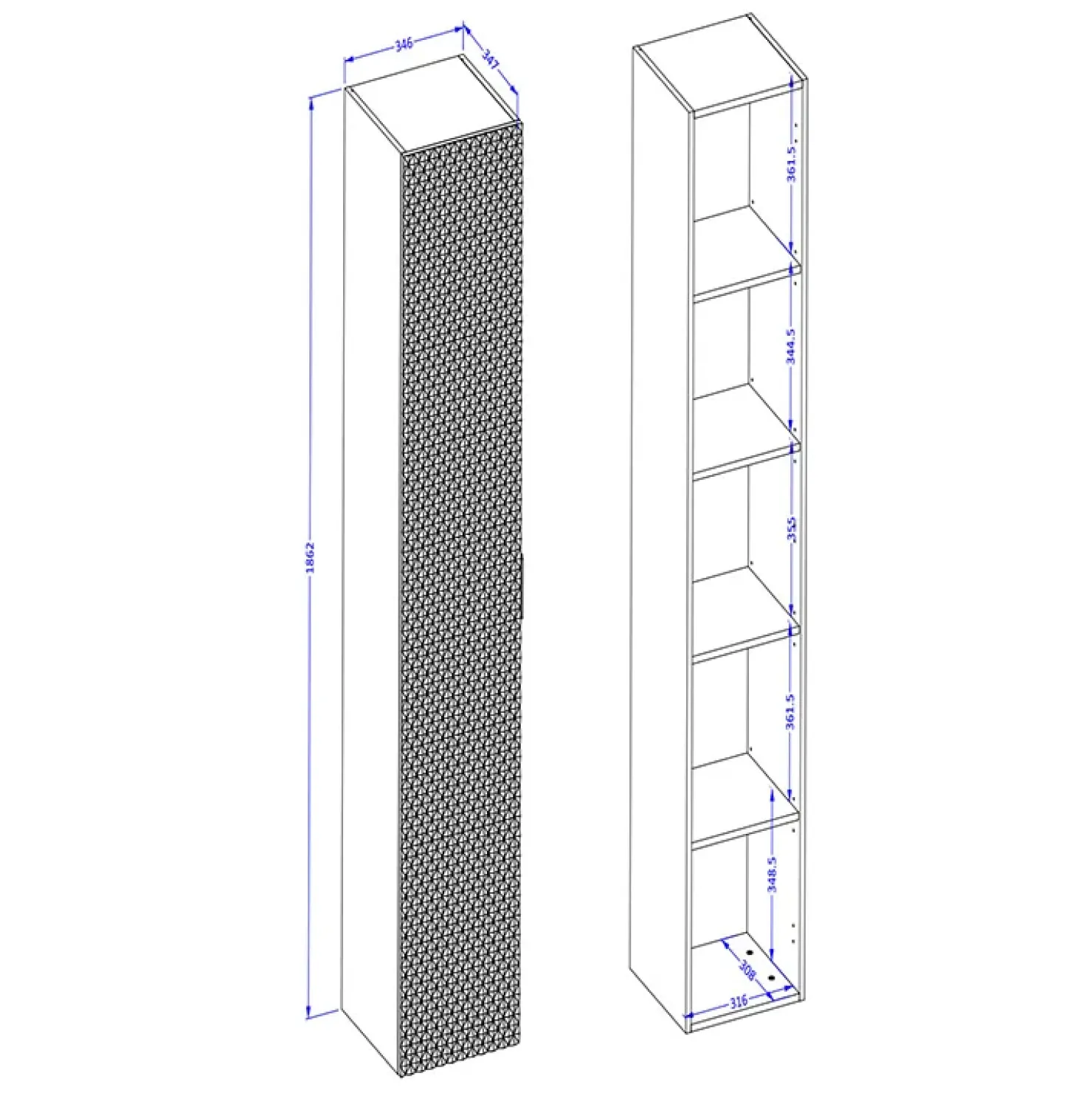 Garnero Arredamenti Mobile bagno sospeso 61cm con colonna bianco frontali decorati Konny Bianco Lucido - Bianco opaco Hot