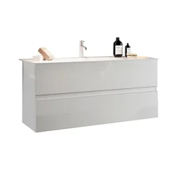 Garnero Arredamenti Mobile bagno sospeso 80cm con lavabo 2 cassetti bianco lucido Moon Clearance