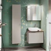 Garnero Arredamenti Mobile bagno sospeso 60cm con lavabo, mobile specchio e colonna grigio quercia Serif Sale