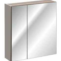 Garnero Arredamenti Mobile bagno sospeso 60cm con lavabo, mobile specchio e colonna grigio quercia Serif Sale