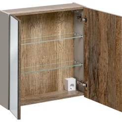Garnero Arredamenti Mobile bagno sospeso 60cm con lavabo, mobile specchio e colonna grigio quercia Serif Sale