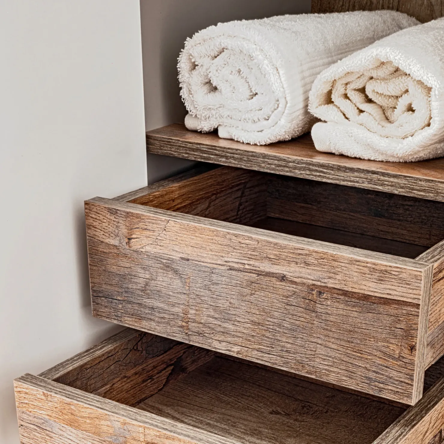 Garnero Arredamenti Mobile bagno sospeso 60cm con lavabo, mobile specchio e colonna grigio quercia Serif Sale