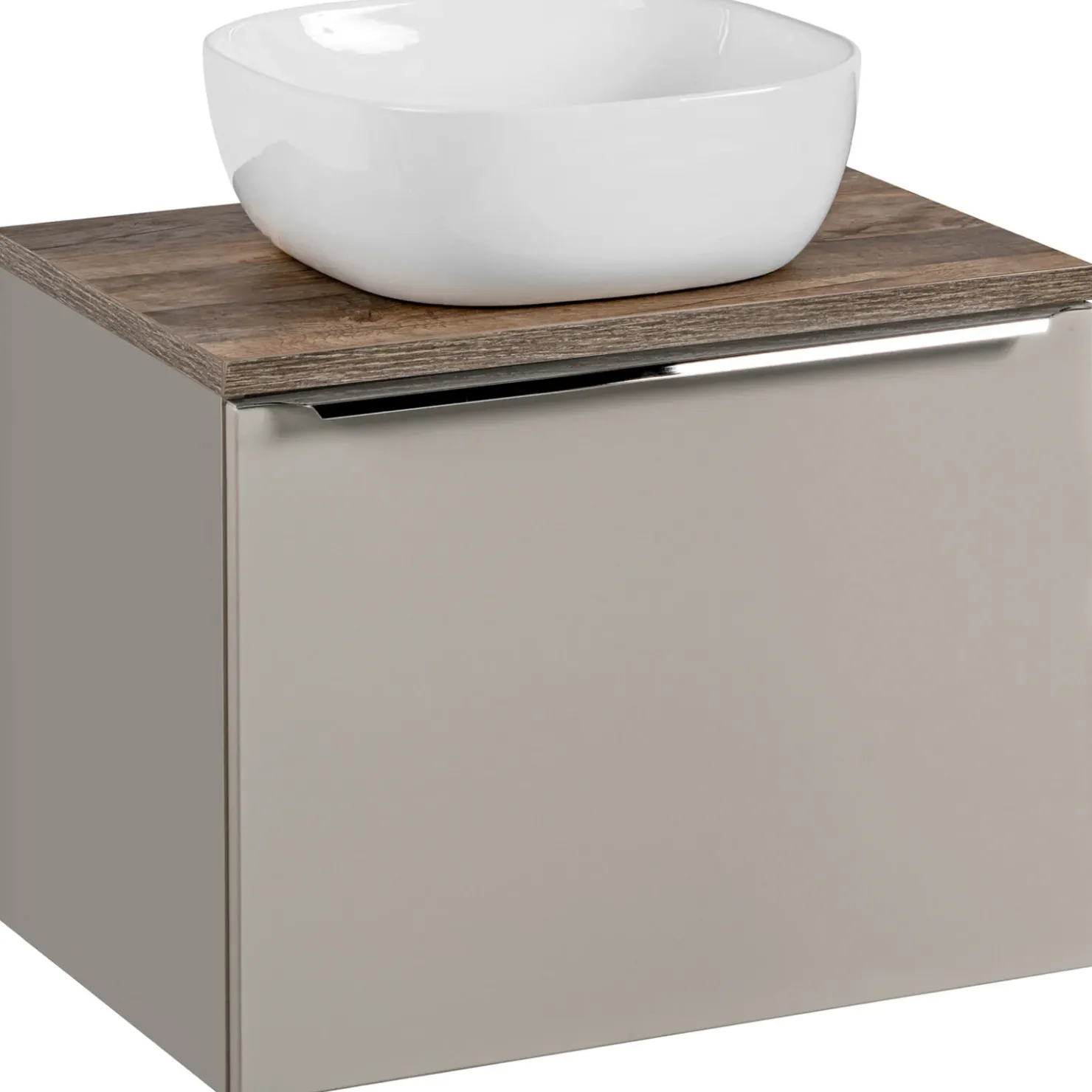 Garnero Arredamenti Mobile bagno sospeso 60cm con lavabo, mobile specchio e colonna grigio quercia Serif Sale