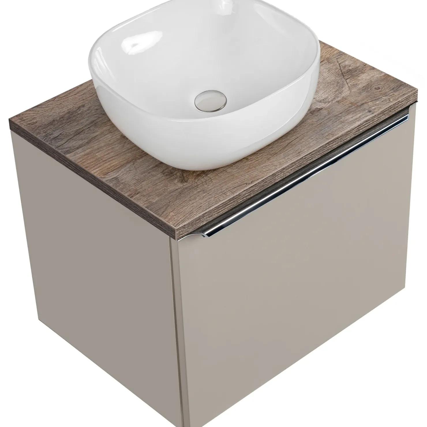Garnero Arredamenti Mobile bagno sospeso 60cm con lavabo, mobile specchio e colonna grigio quercia Serif Sale