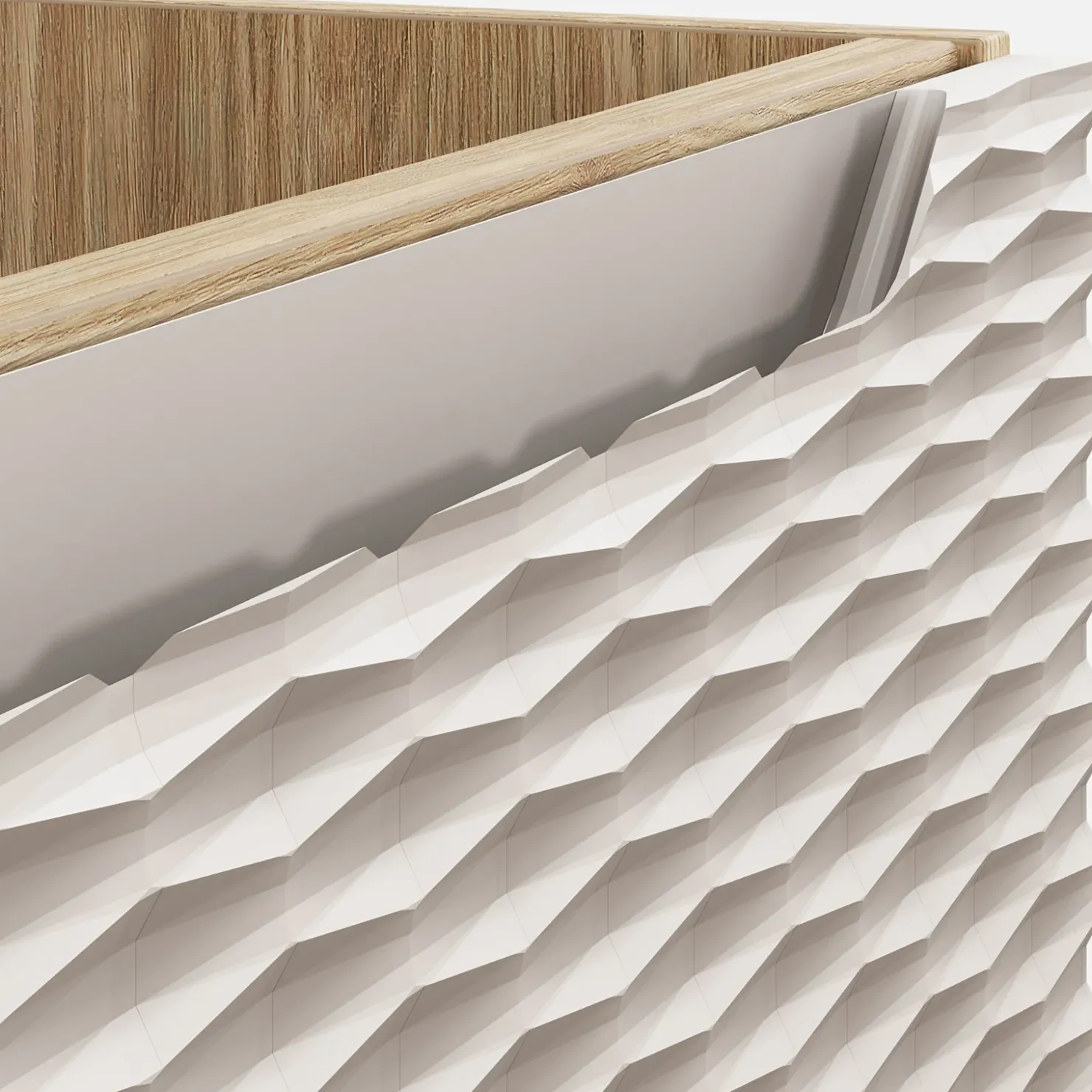 Garnero Arredamenti Mobile bagno sospeso 120cm con 2 lavabi, colonna, pensile e base sospesa beige rovere Swim