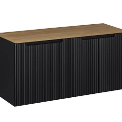 Garnero Arredamenti Mobile bagno sospeso 120cm cannettato 4 ante nero rovere Cleany Online