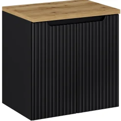 Garnero Arredamenti Mobile bagno sospeso 60cm cannettato 2 ante rovere Cleany Nero