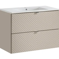 Garnero Arredamenti Mobile bagno sospeso 80cm con lavabo 2 cassetti beige cashmere Neutry Best