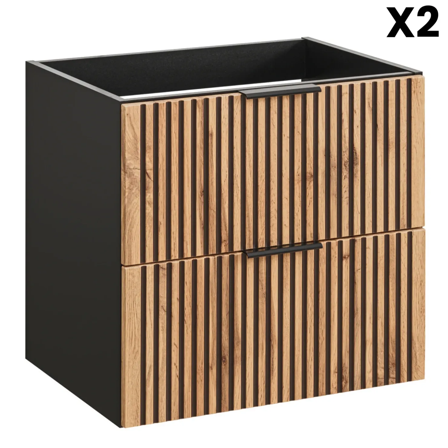 Garnero Arredamenti Mobile bagno sospeso 120cm cm con 2 lavabi da incasso, 2 specchi e colonna quercia antracite Limpid Clearance