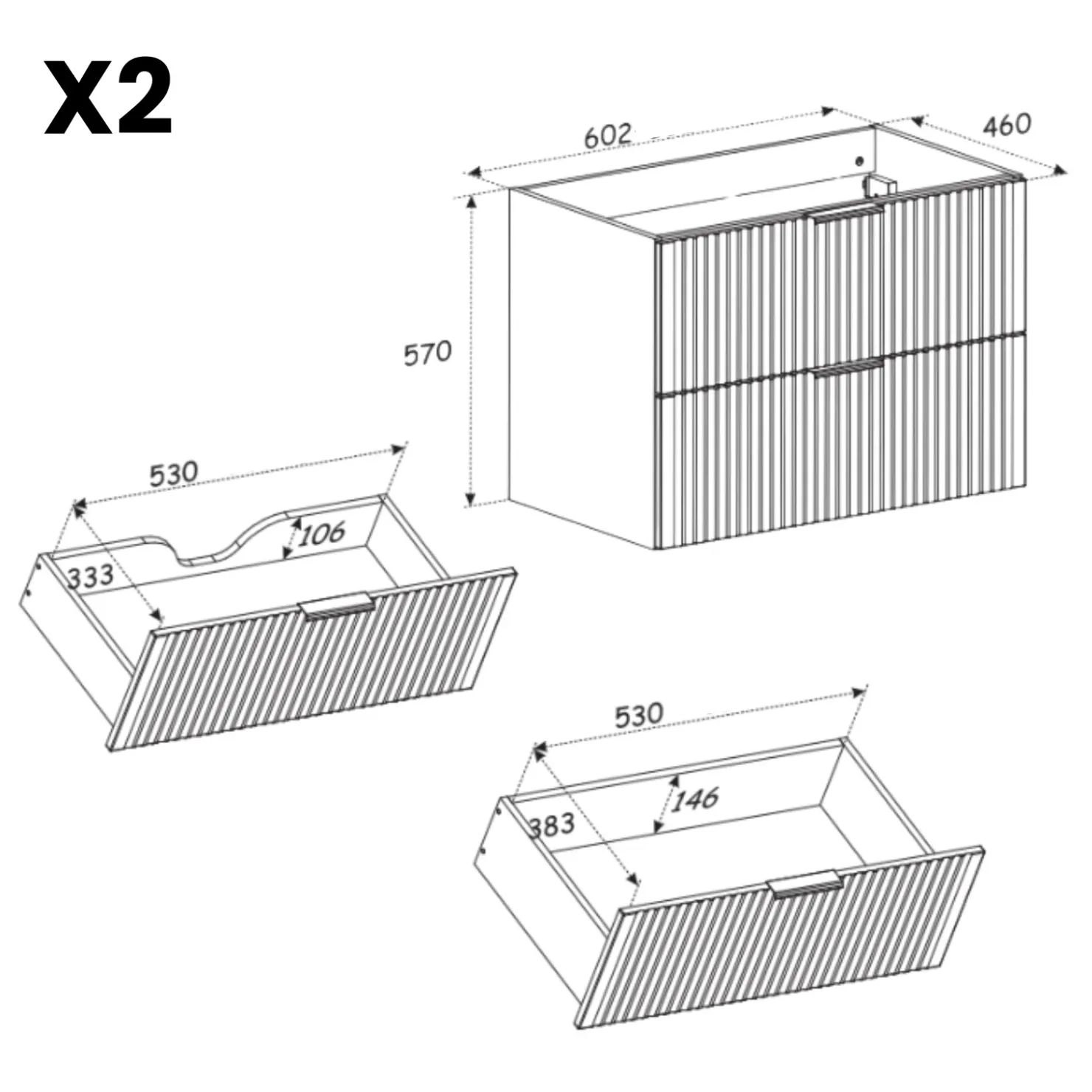 Garnero Arredamenti Mobile bagno sospeso 120cm cm con 2 lavabi da incasso, 2 specchi e colonna quercia antracite Limpid Clearance