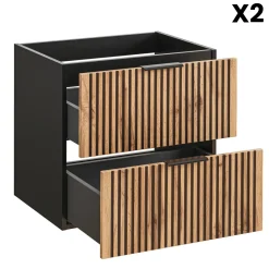 Garnero Arredamenti Mobile bagno sospeso 120cm cm con 2 lavabi da incasso, 2 specchi e colonna quercia antracite Limpid Clearance