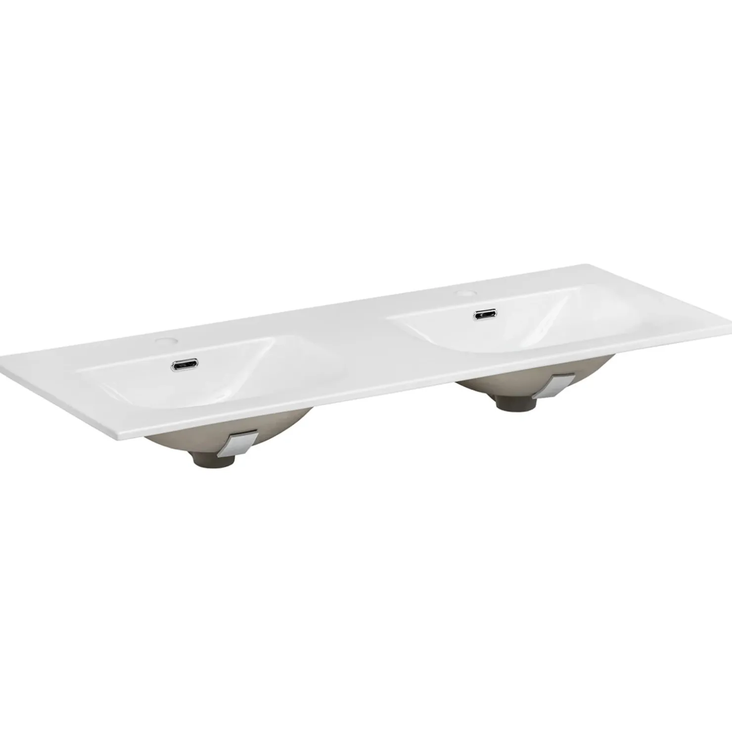 Garnero Arredamenti Mobile bagno sospeso 120cm cm con 2 lavabi da incasso, 2 specchi e colonna quercia antracite Limpid Clearance
