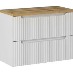 Garnero Arredamenti Mobile bagno sospeso 80cm cannettato 2 cassetti bianco rovere Cleany Bianco Opaco Best